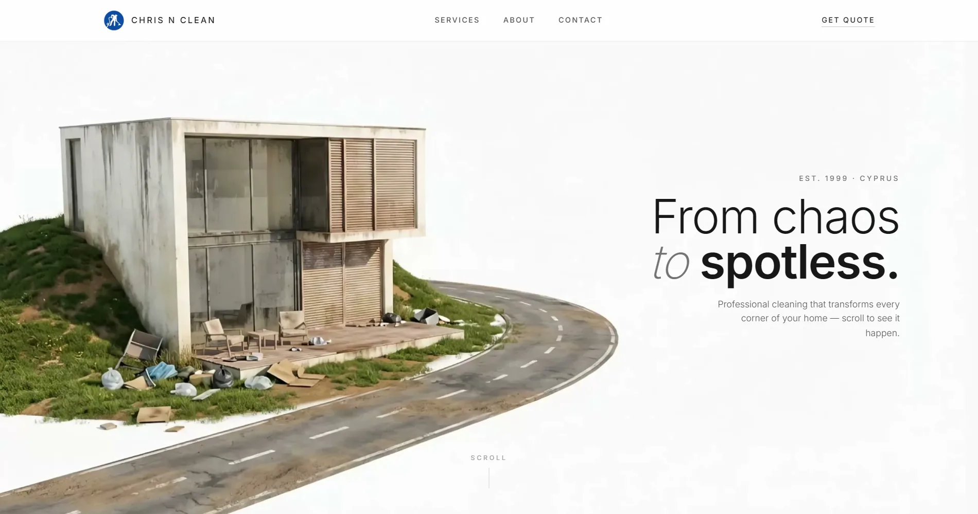 The Chris N Clean website, a desktop screen
