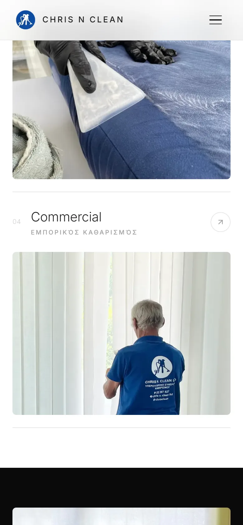 The Chris N Clean website on a phone