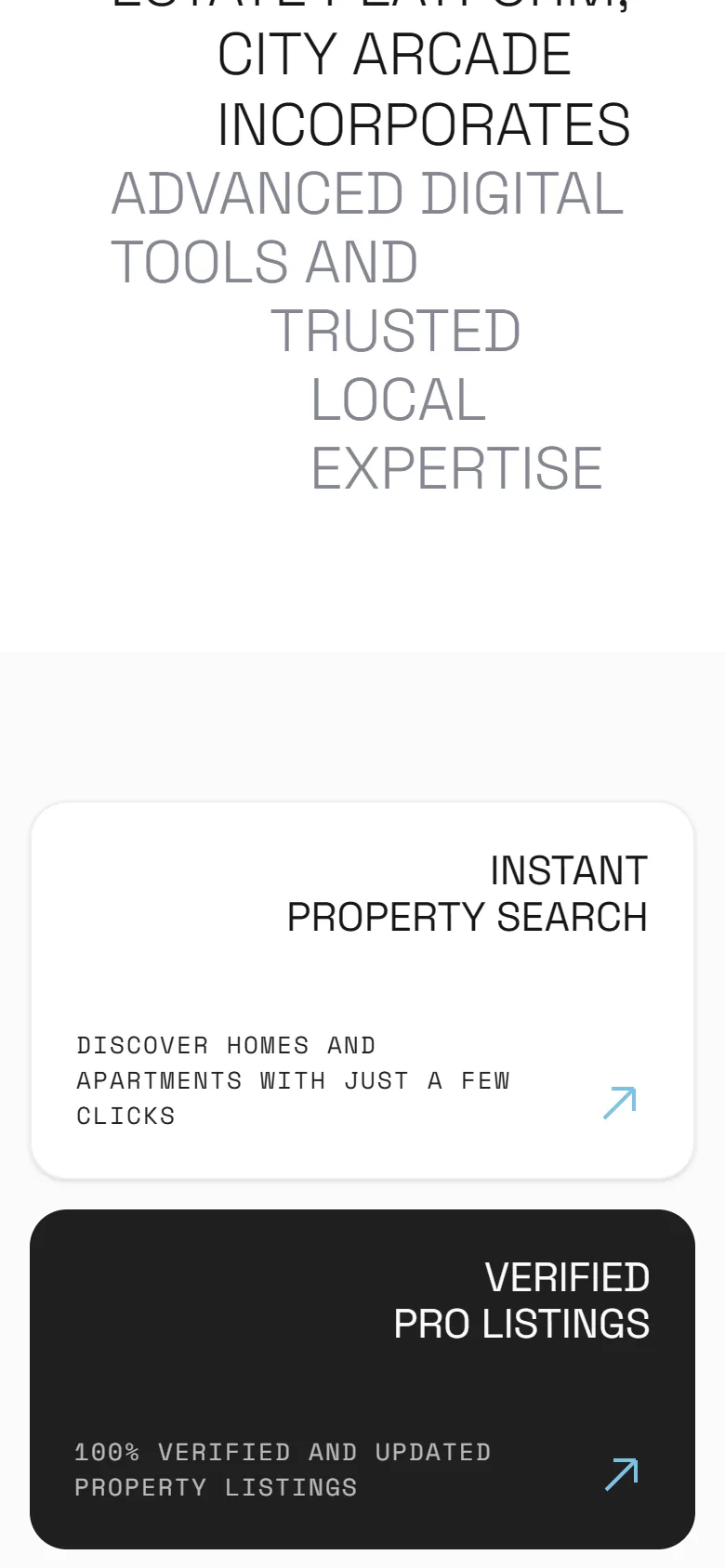 The City Arcade website on a phone