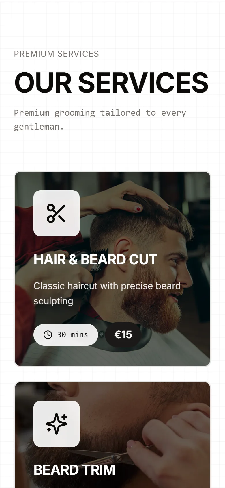 The Los Santos Barbershop website on a phone