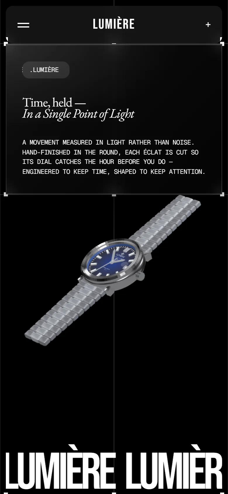 The Lumière Éclat website on a phone