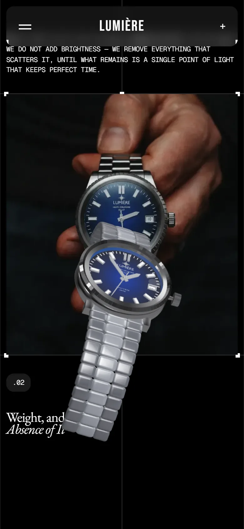 The Lumière Éclat website on a phone