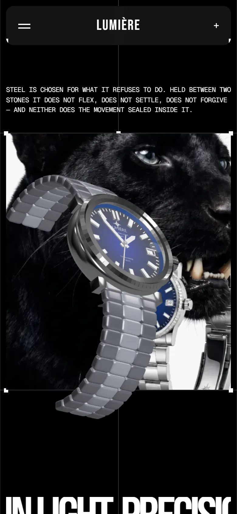 The Lumière Éclat website on a phone