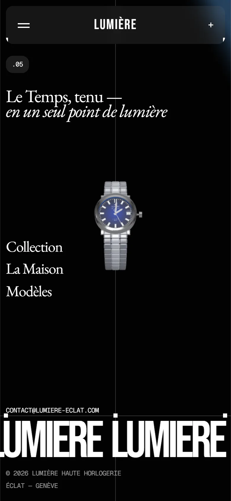 The Lumière Éclat website on a phone