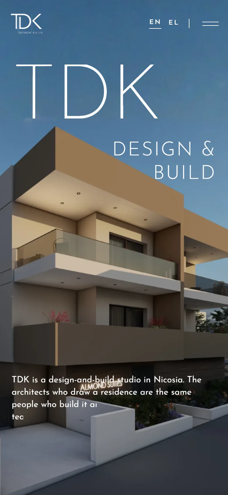 The TDK Design & Build website on a phone