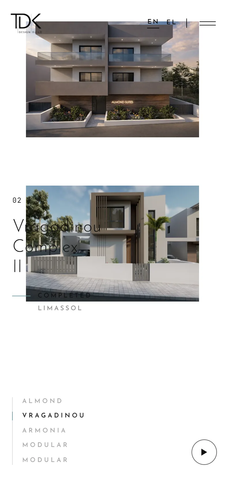 The TDK Design & Build website on a phone
