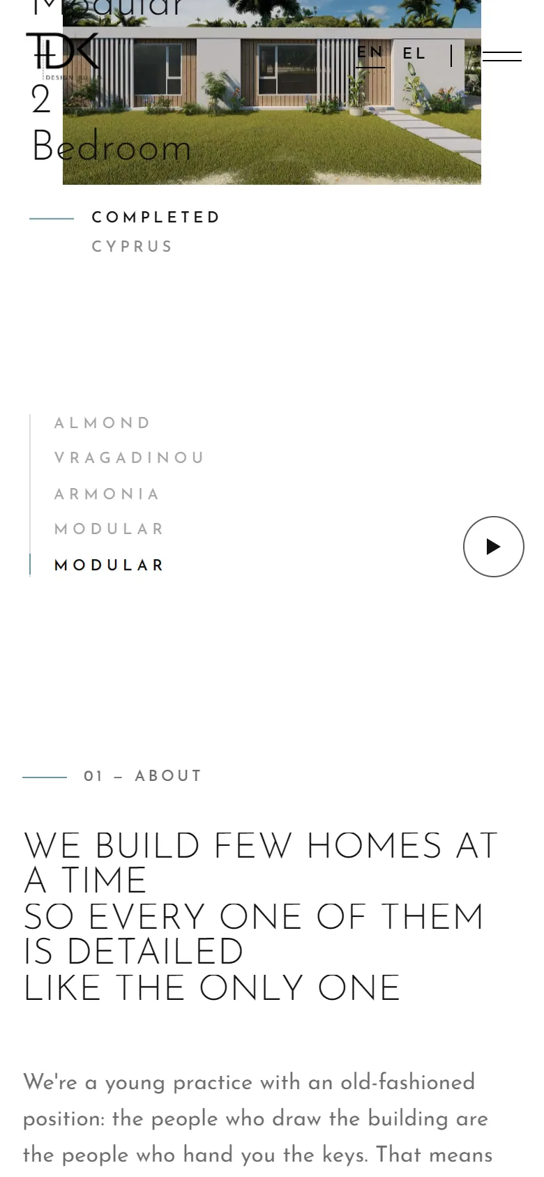 The TDK Design & Build website on a phone
