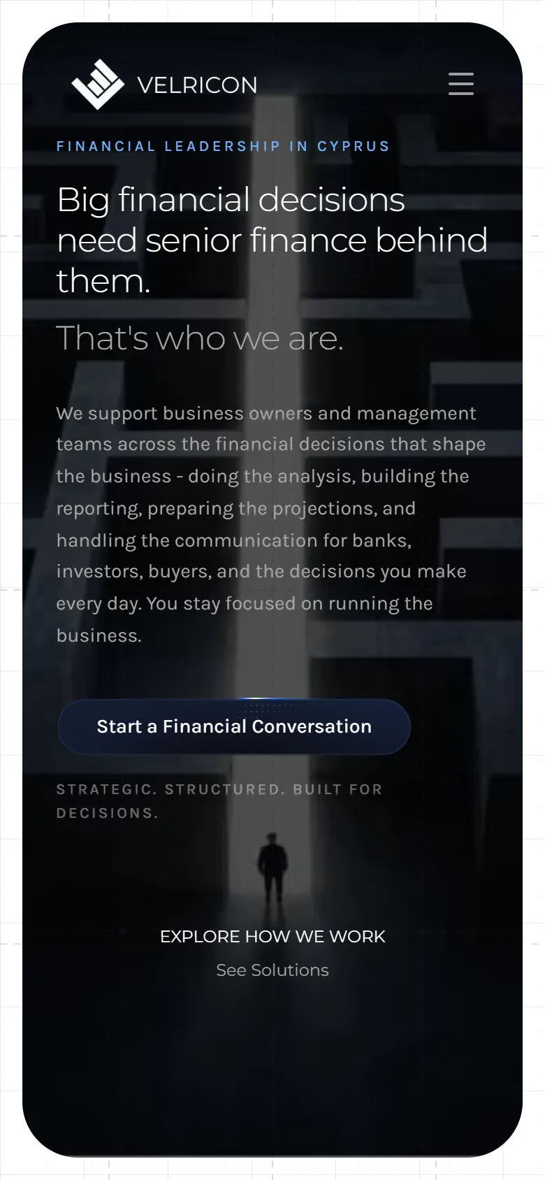The Velricon website on a phone