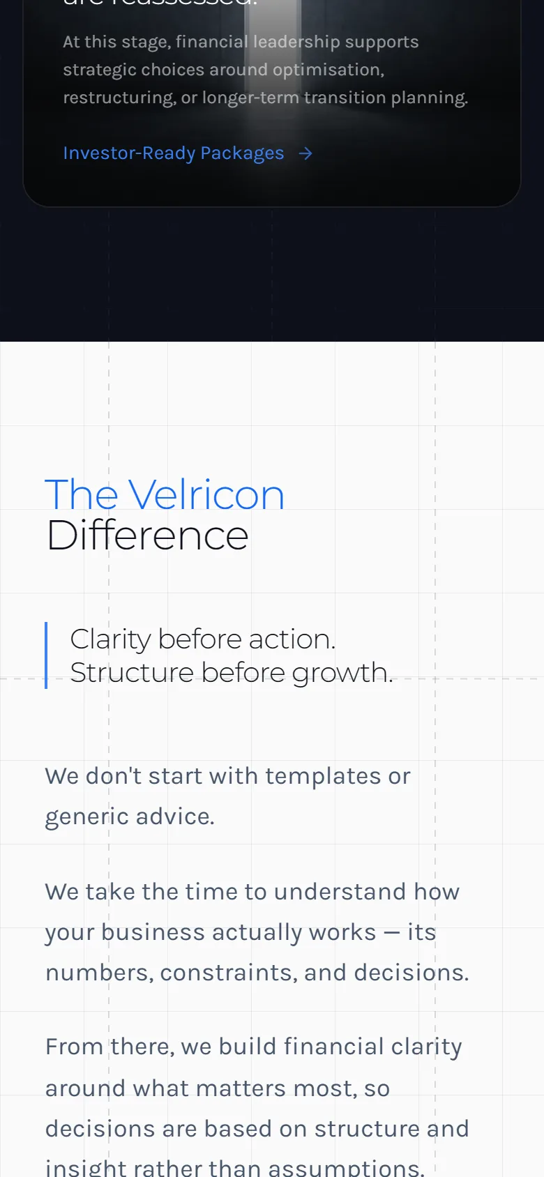 The Velricon website on a phone
