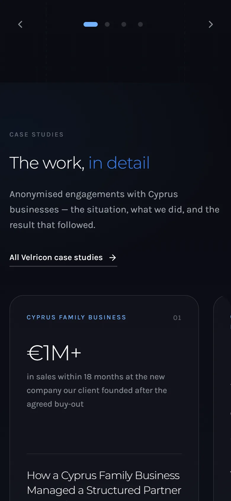 The Velricon website on a phone